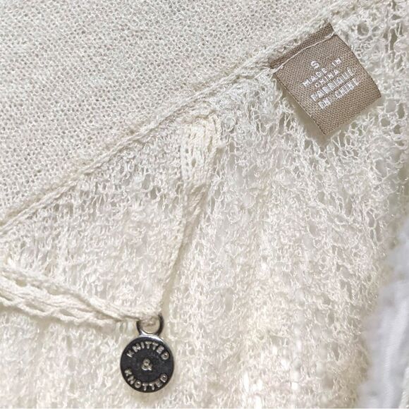 Anthropologie KNITTED & KNOTTED Cille Beaded Lace Top Ivory Blouse S - Picture 7 of 11